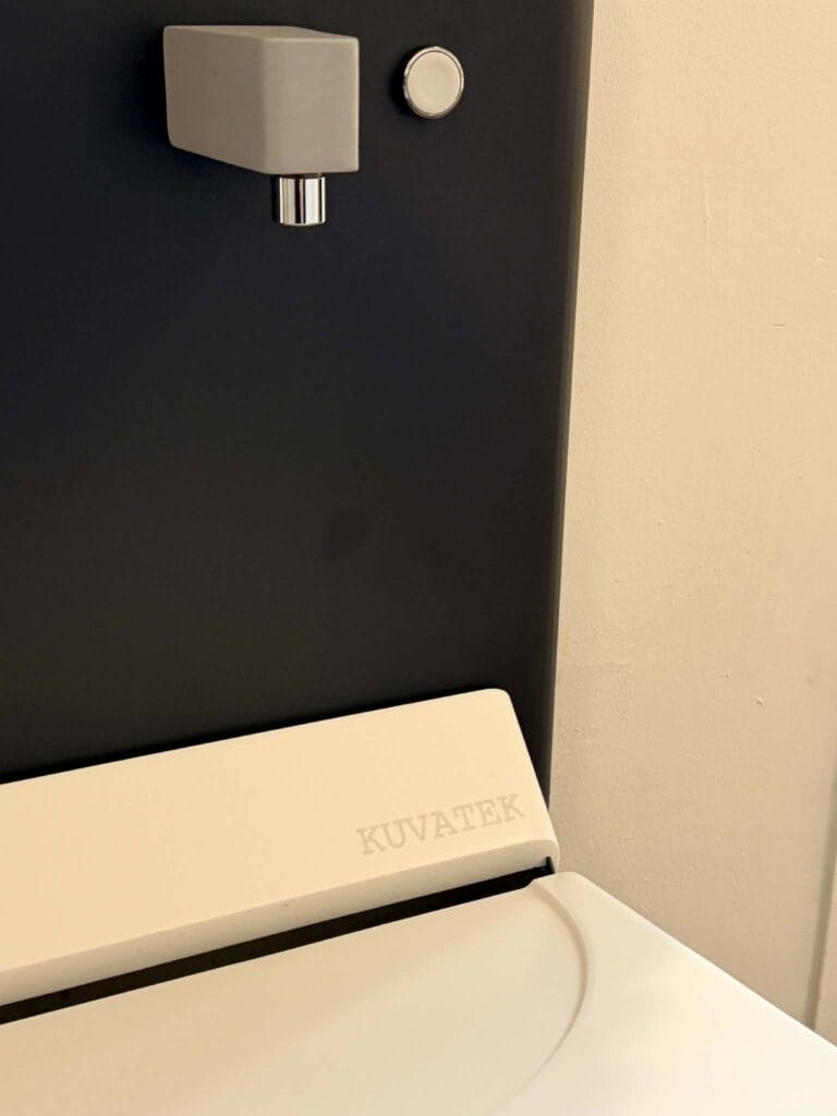 Moderne væghængt toilet med skylleknap